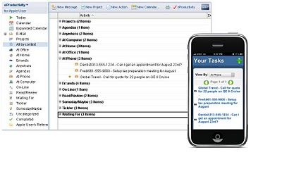 Using eProductivity on an iPhone with ITANA